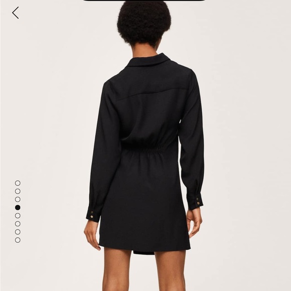 Women’s Mango Knot Detail Button Down Shirt Dress Size Medium 6 Black - Picture 2 of 8